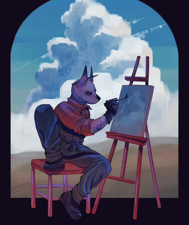 Bonnie drawing sky